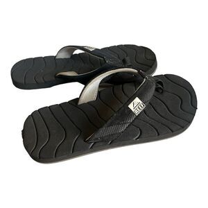Youth Boys Reef Flip Flops Memory Foam Black Sandals - Sz 13-1